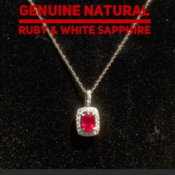 Jewelry - 🔥GENUINE RUBY & WHITE SAPPHIRE STERLING NECKLACE